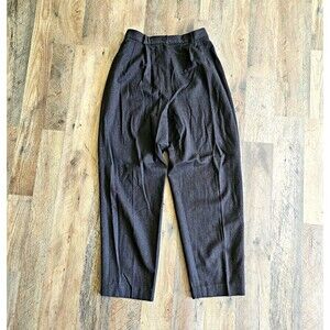 Talbots Petites 4P Gray Brown Pleated Tapered Twill Dress Pants Wool Blend